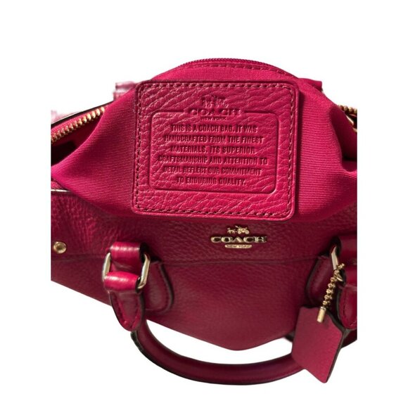 Coach Dark Pink Leather & Shearling Mini Bennett Satchel, Furry Retired Small - Picture 6 of 6